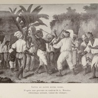 Lutte au bâton entre noires, d'après une gravure en couleur de A. Brunias (  Bibliothèque Nationale…
