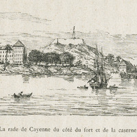 La rade de cayenne du côté du fort et de la caserne