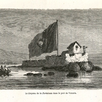 Le drapeau de la Fortalesca dans le port de Victoria