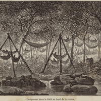Campement dans la forêt au bord de la rivière
