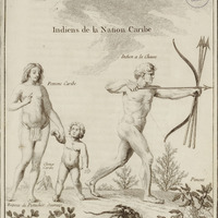 Homme, femme & enfant de la Nation Caribe, avec le Zakrot ou rat du Surinam, la Plante qui porte le…