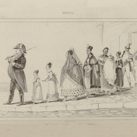 Famille allant à la messe