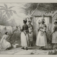 Laitière et négresses portant du lait