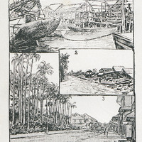 A Cayenne : Les pêcheries chinoises - Une rue - La rue de la Liberté et le jardin des Palmistes