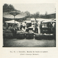 Sumatra. Marché de fruits et racines