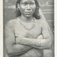Type du Haut Amazone avec des tatouages géométriques