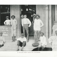 A village shop with its customers