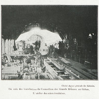 Un coin des installations du Consortium des Grands Réseaux au Gabon. - L'atelier des scies…