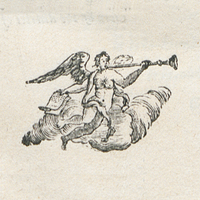 Un ange volant jouant de la trompete