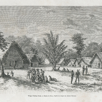 Village d'Indiens Bonis. D'après un croquis du Docteur Crevaux