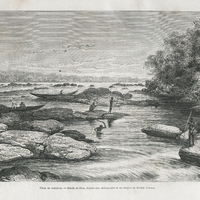 Pêche au coumarou. D'après une photographie et un croquis du Docteur Crevaux