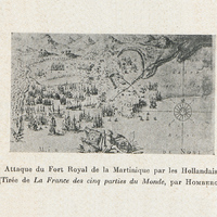 [Attaque du Fort Royal de la Martinique par les hollandais. ( Tiré de La France des cinq parties du…