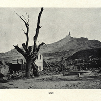 Pelée with its tower of obelisk, view taken from the southern section of Saint-Pierre
